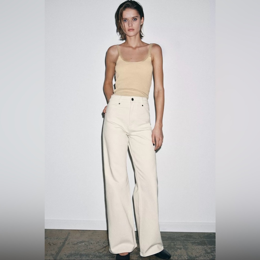 ZW COLLECTION HIGH WAIST WIDE LEG JEANS ECRU Size 8/29 ref no. 6840/058